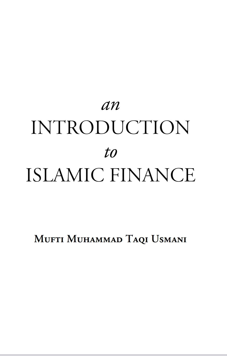 An Introduction To Islamic Finance